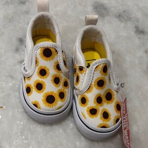 Vans Kids Sunflower Slip-On Sneakers - White and Yellow